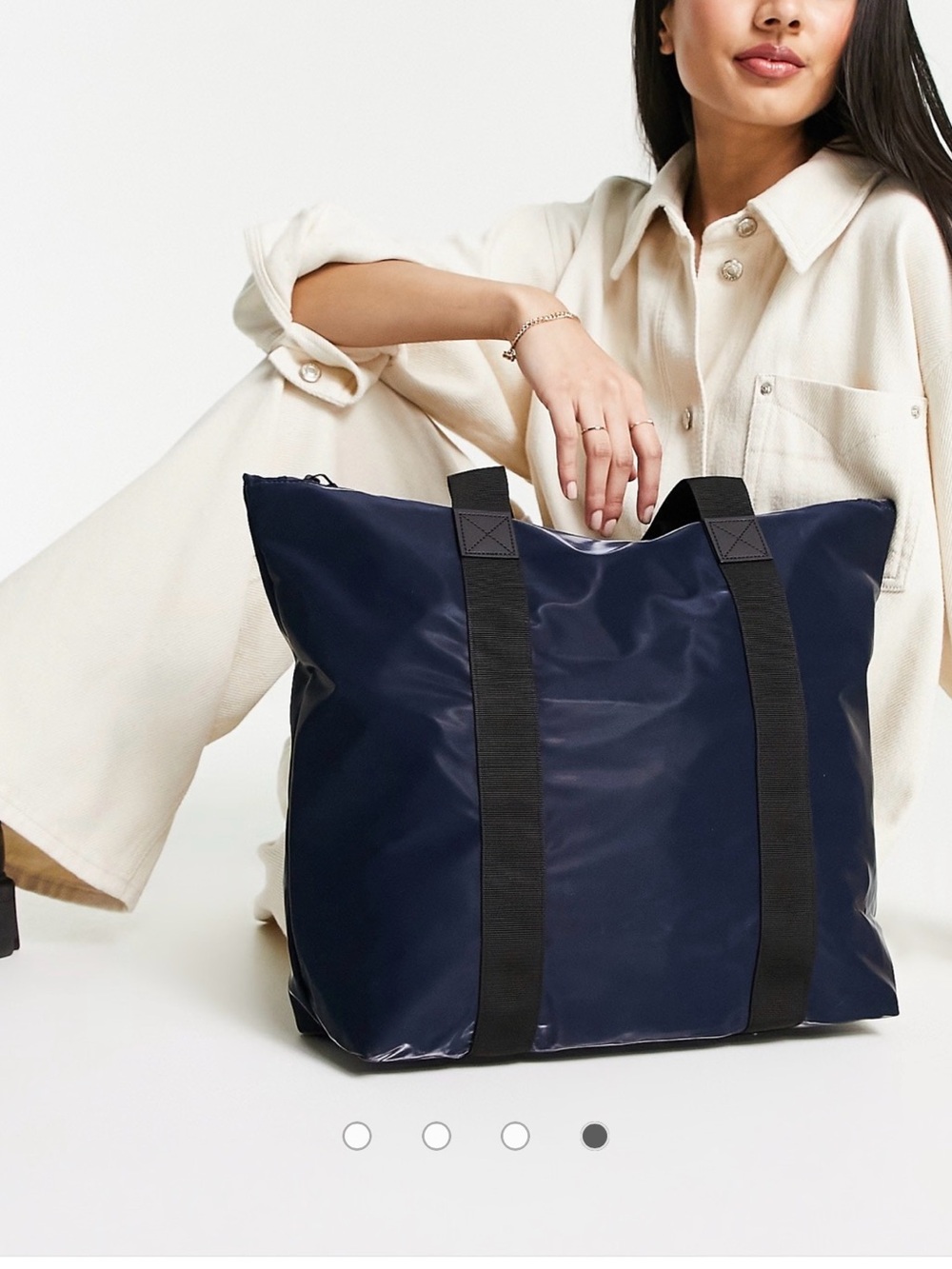 Rains Navy Blue Women’s Large Tote Bag with Black Straps (NWT)